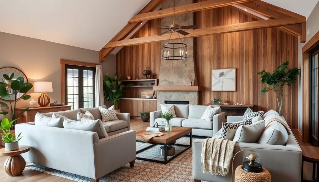 comfortable sofas and sectionals in a farmhouse modern living room